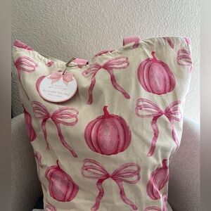 Charming Pink Bow and Pumpkin Tote Bag